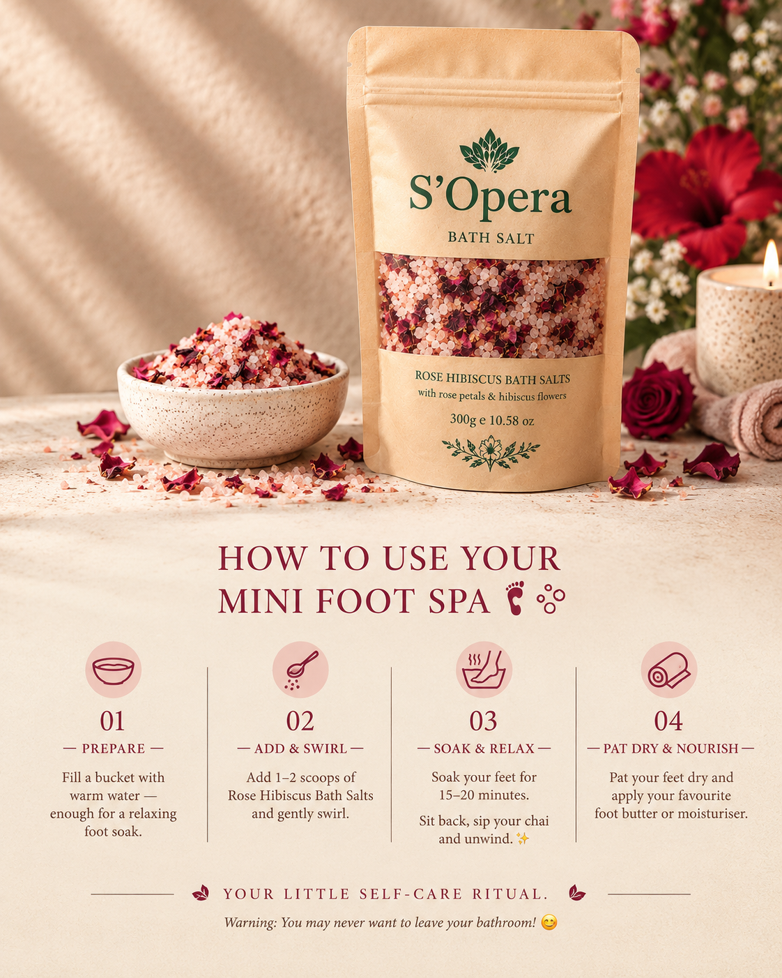 Rose hibiscus bath salt