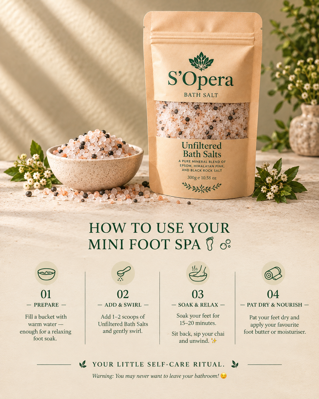 Unfiltered bath salt