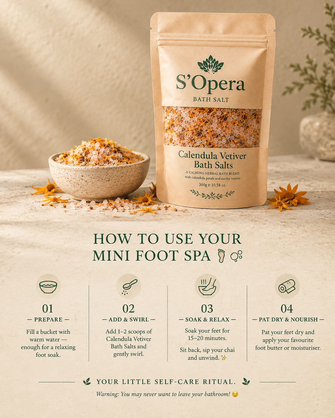 Calendula vetivar bath salt