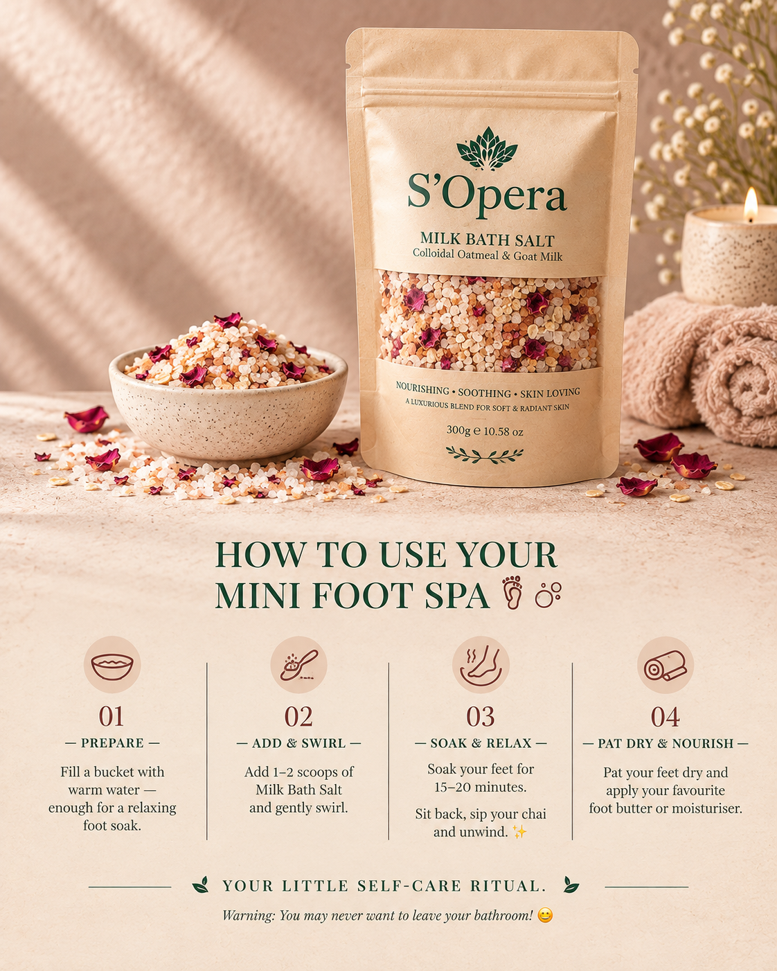 Milk bath salt