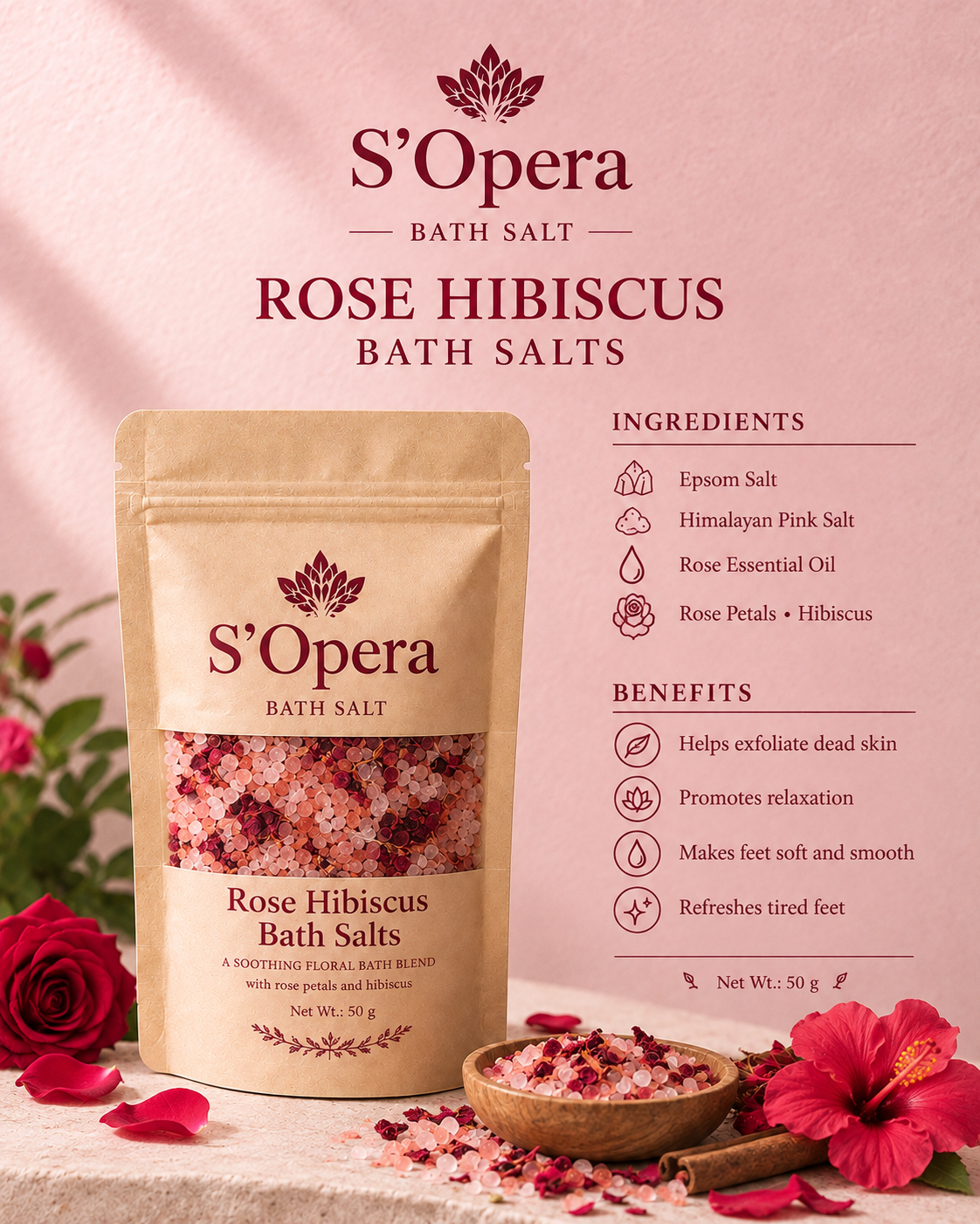 Rose hibiscus bath salt